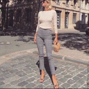 NWT Zara Black Gingham Ankle Pants w Ruffle Pocket
